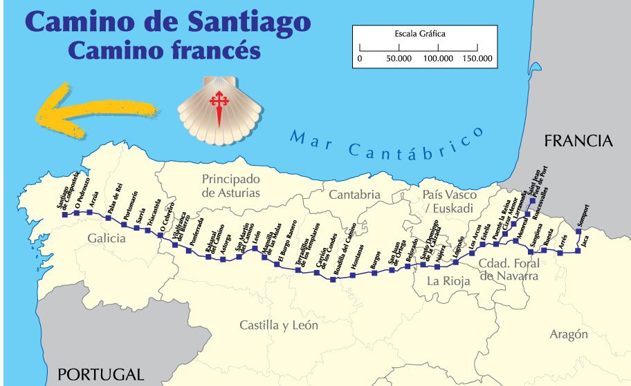 map of Camino de Santiago